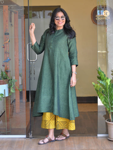 Pure Linen Kurta - Green