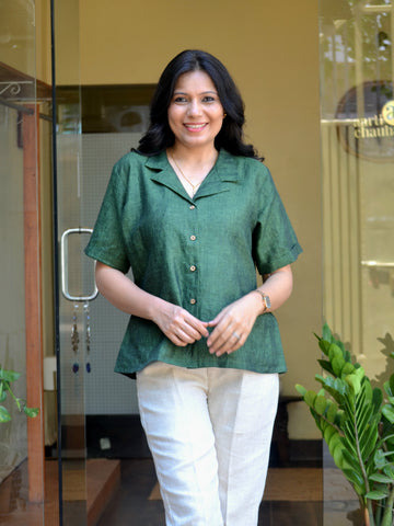 Pure Linen Shirt - Bottle Green