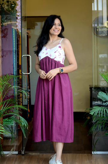 'Rangrez'-Tie N Dye Dress Wine