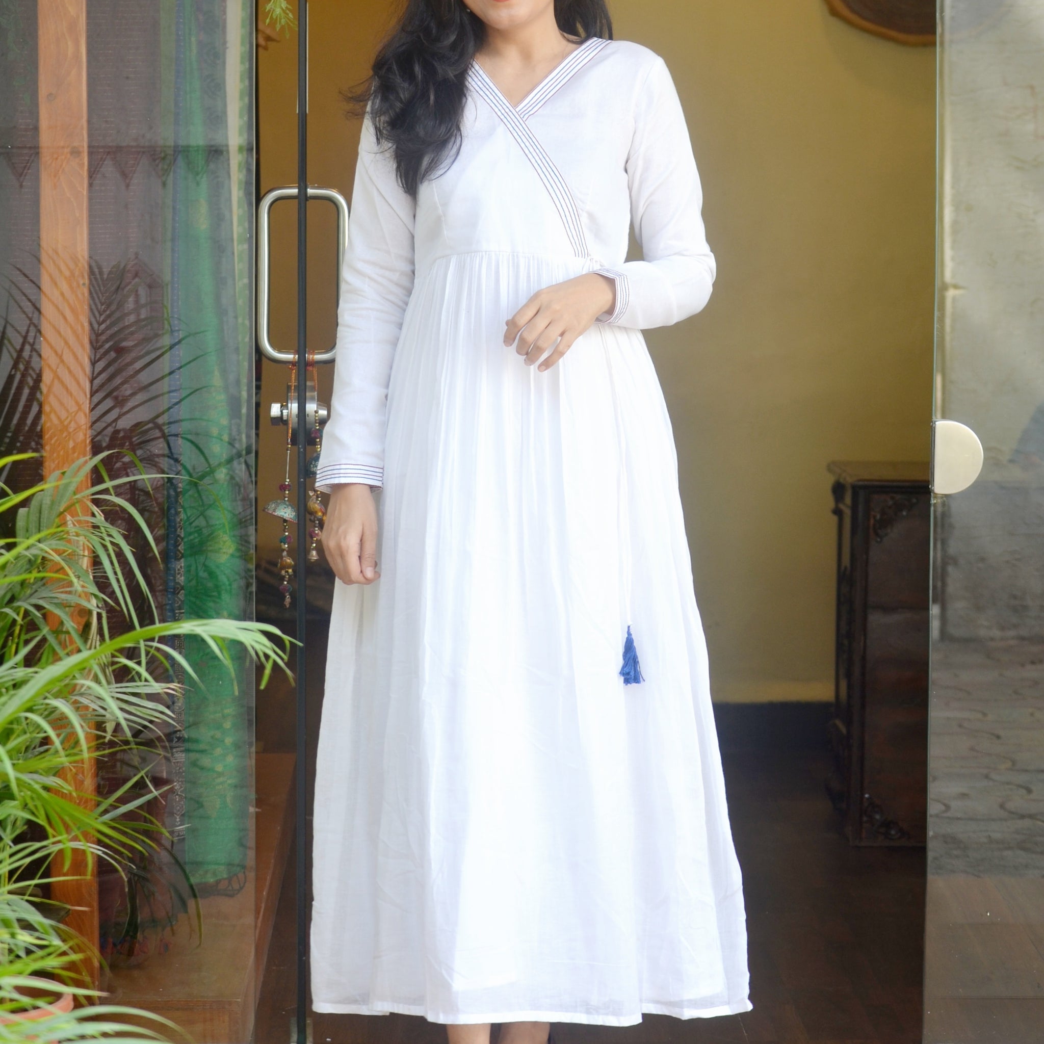 White Mulmul Fit and Flare Kurti