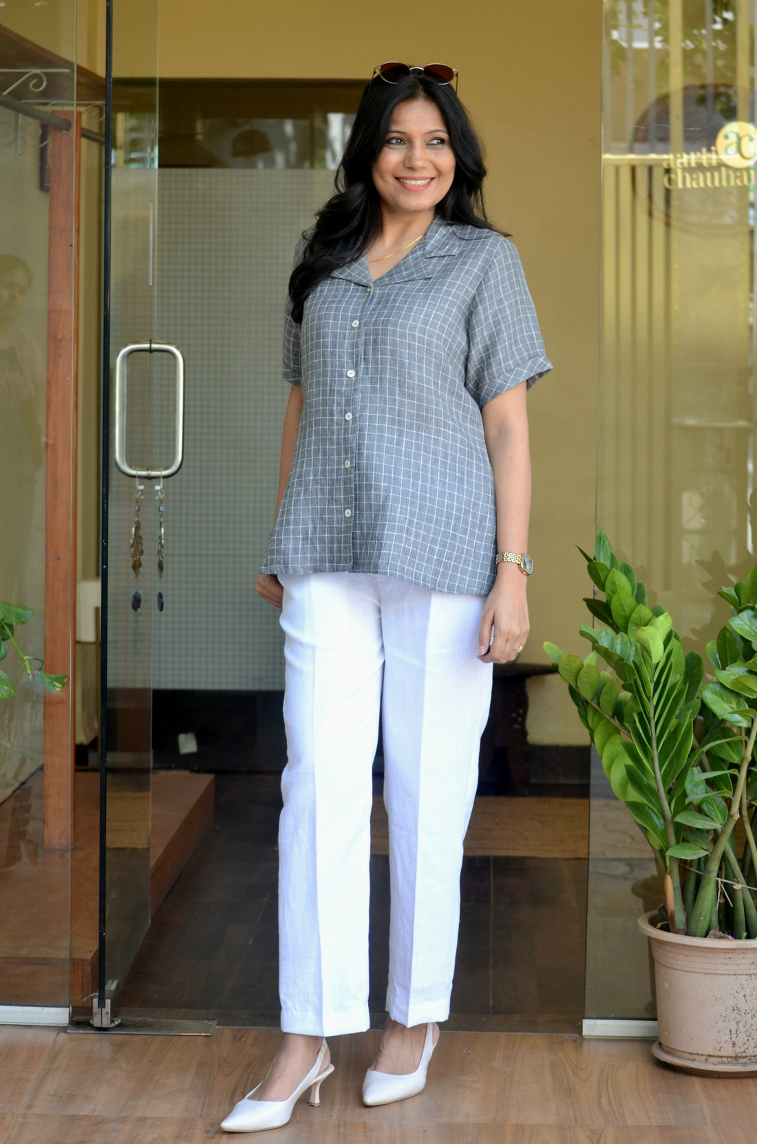 Woven Linen Trouser - White