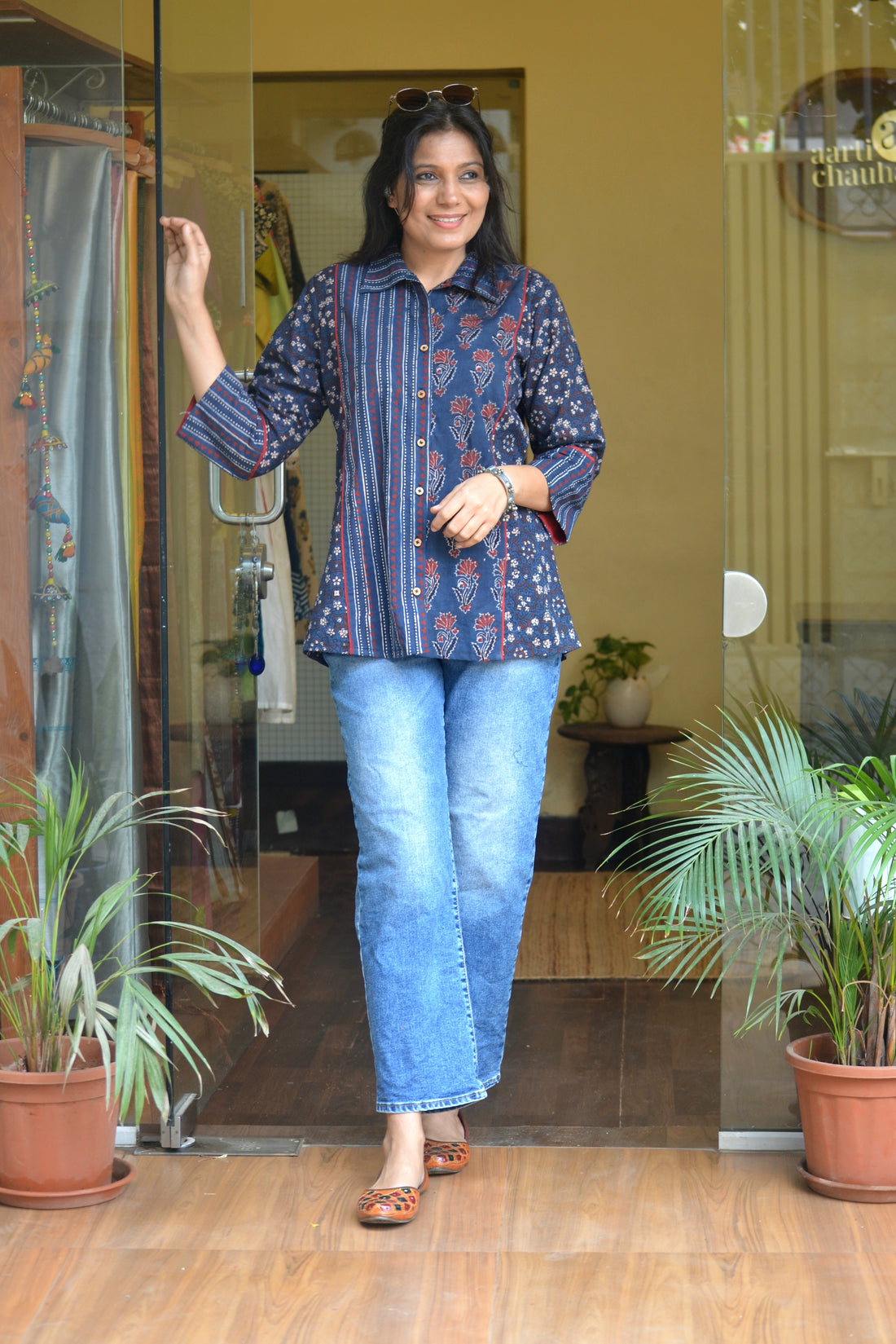 Rozana - Cotton Ajrakh Shirt Indigo