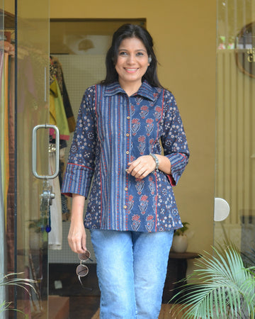 Rozana - Cotton Ajrakh Shirt Indigo