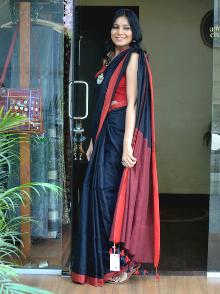 Cotton Woven Black Saree