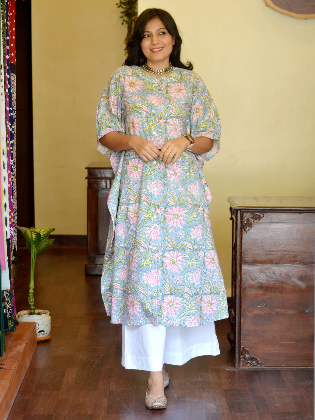 Sanganeri Print Floral Kaftan