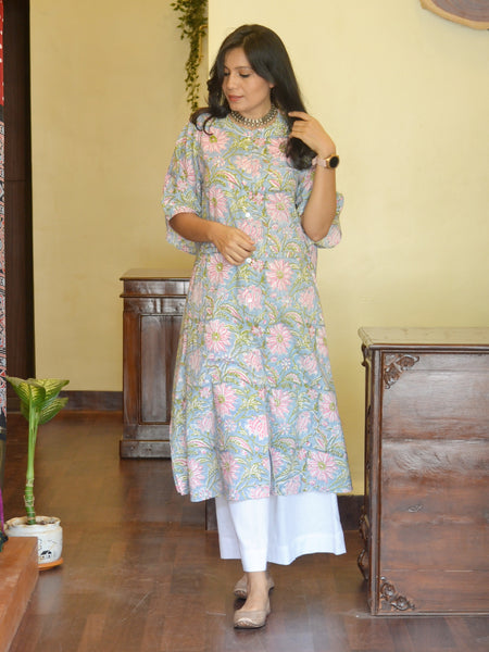 Sanganeri Print Floral Kaftan