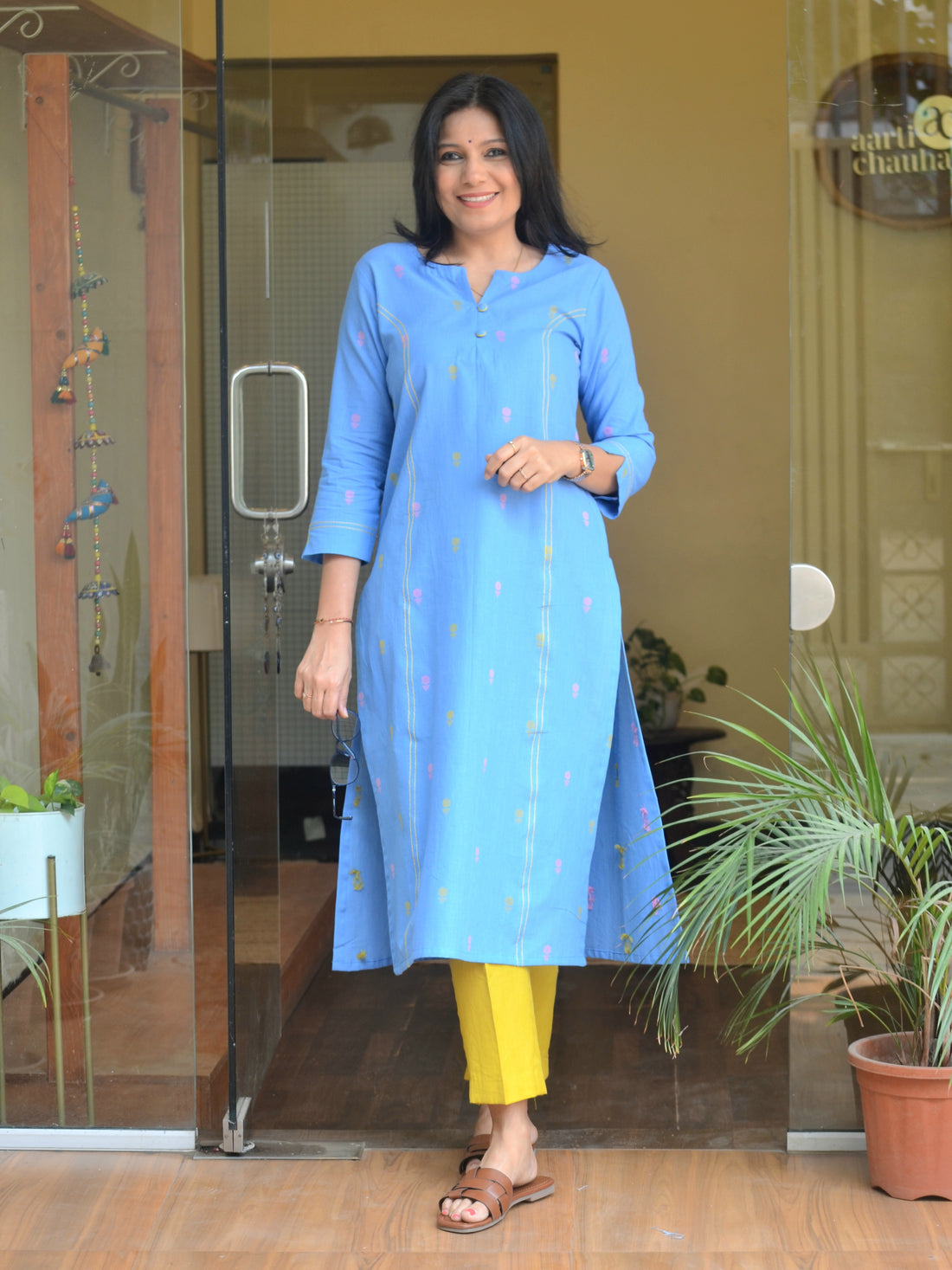 Sutradhara- Jamdani Kurti Blue