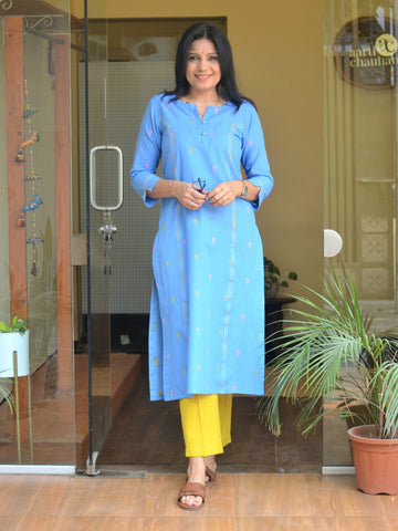 Sutradhara- Jamdani Kurti Blue