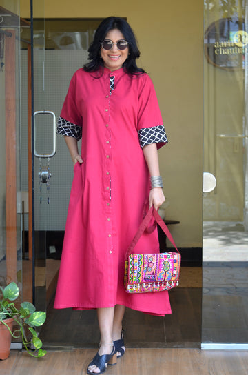 Boho Comfort Fit Dress - Pink