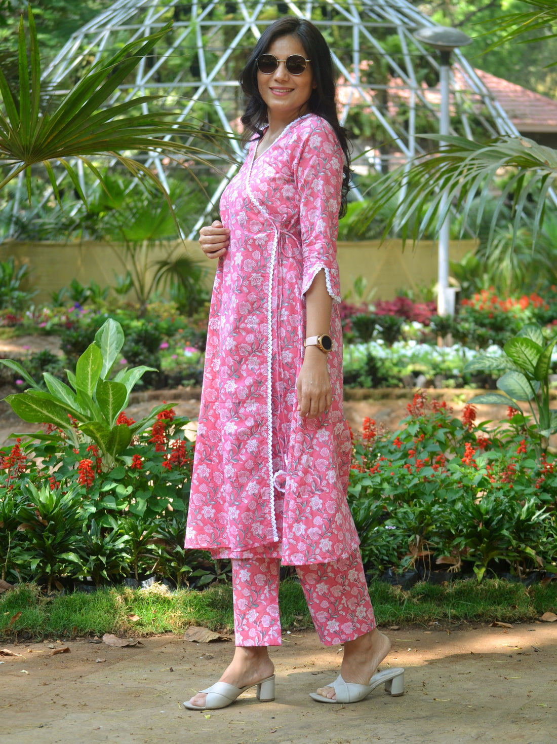 'Basant Bahar'-Block Printed Cotton Coords Pink