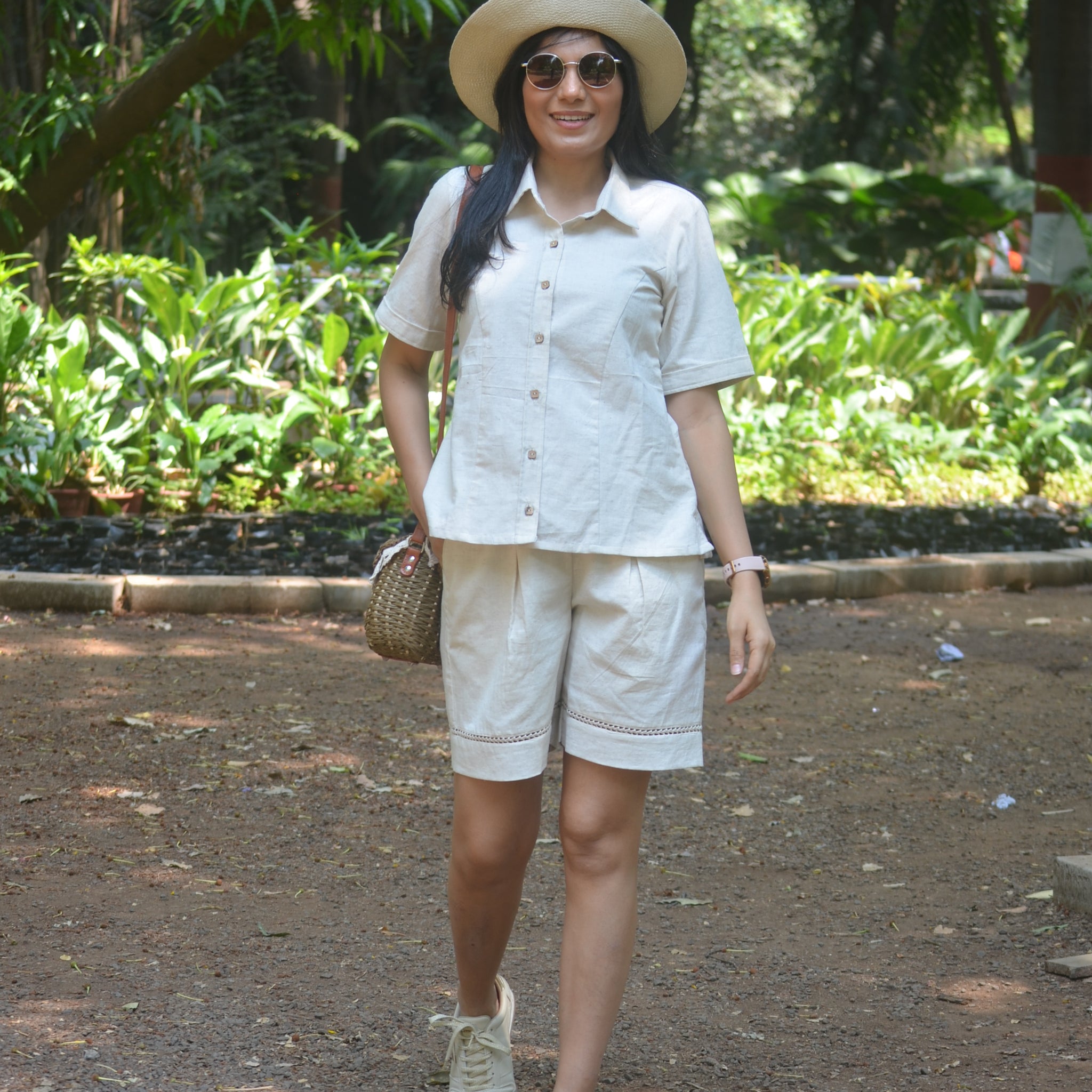 Beige Cotton Shorts