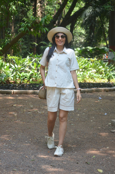 Beige Cotton Shorts