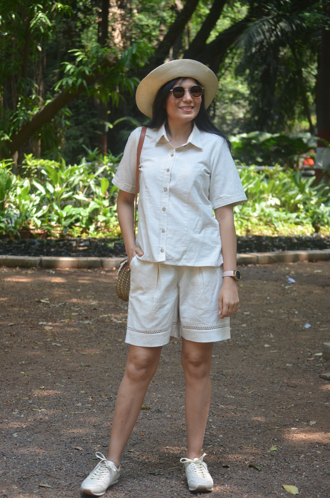 Beige Cotton Shorts