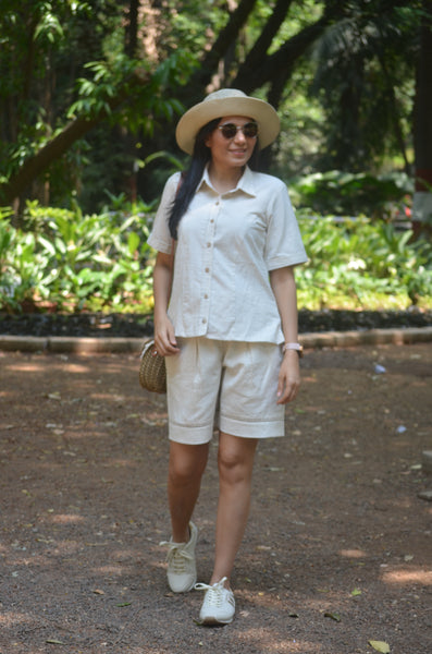 Beige Cotton Shorts