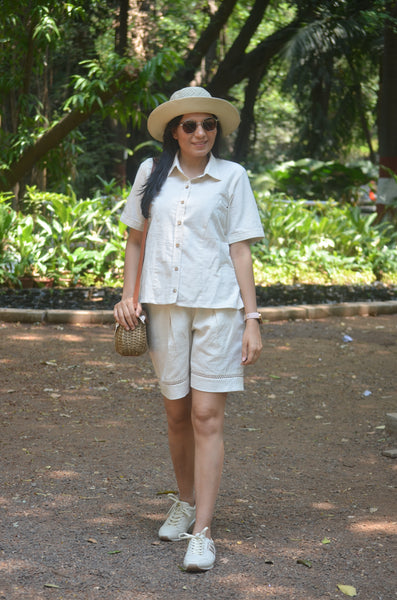 Beige Cotton Shorts