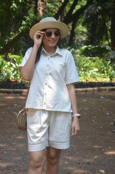 Beige Cotton Shorts