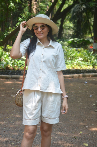 Beige Cotton Shorts