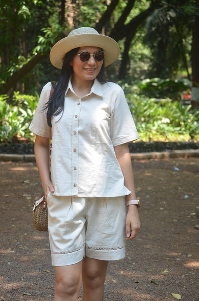 Beige Cotton Shorts