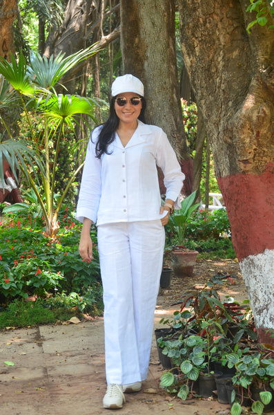 Crisp n Cool'-Pure Linen Trousers White