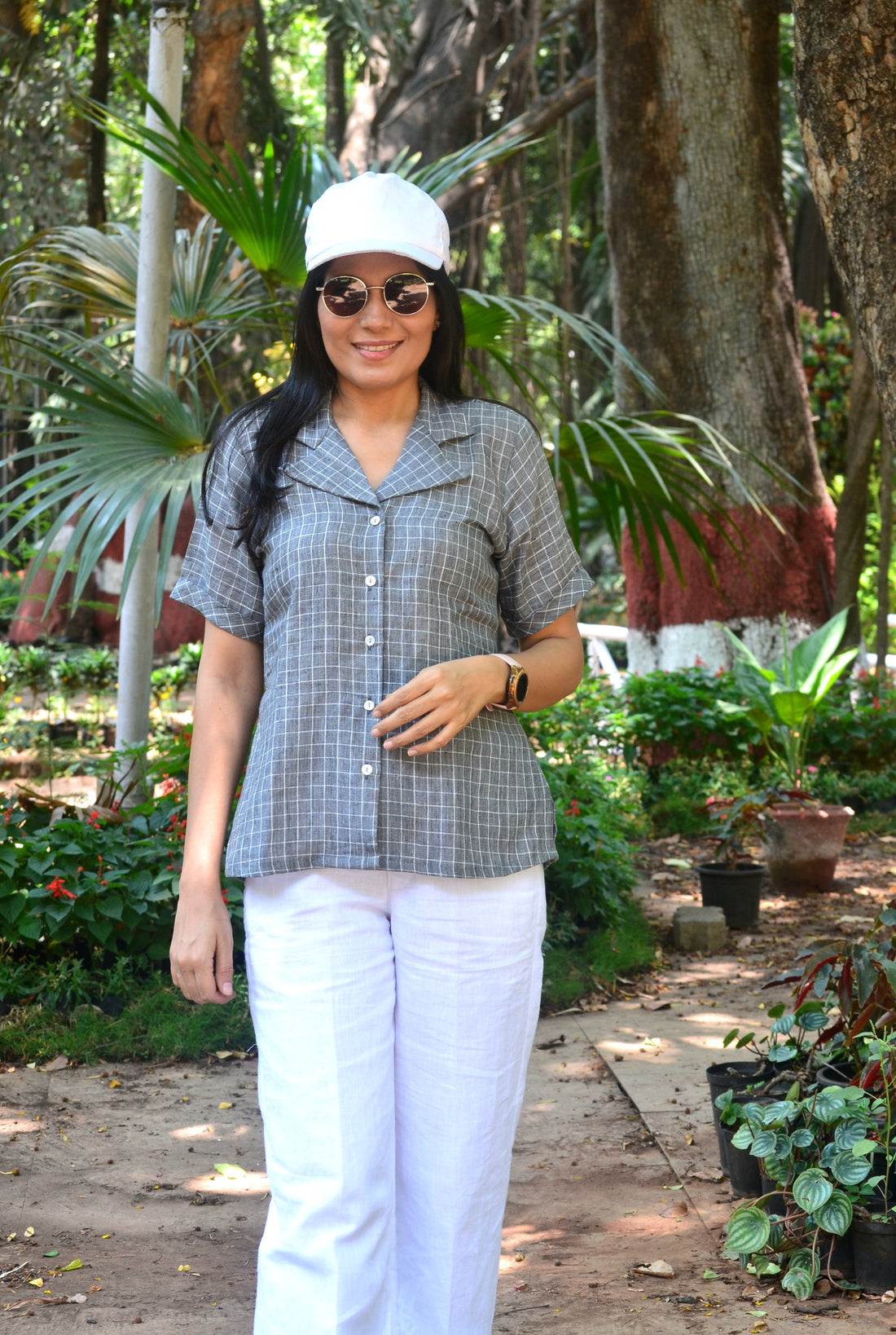 Crisp n Cool'-Pure Linen Shirt Grey