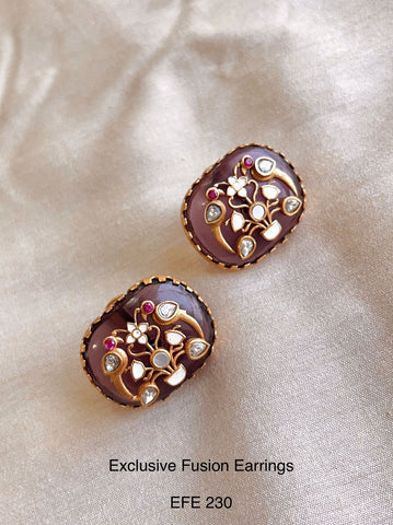 Meenakari Golden Studs-Blush Pink