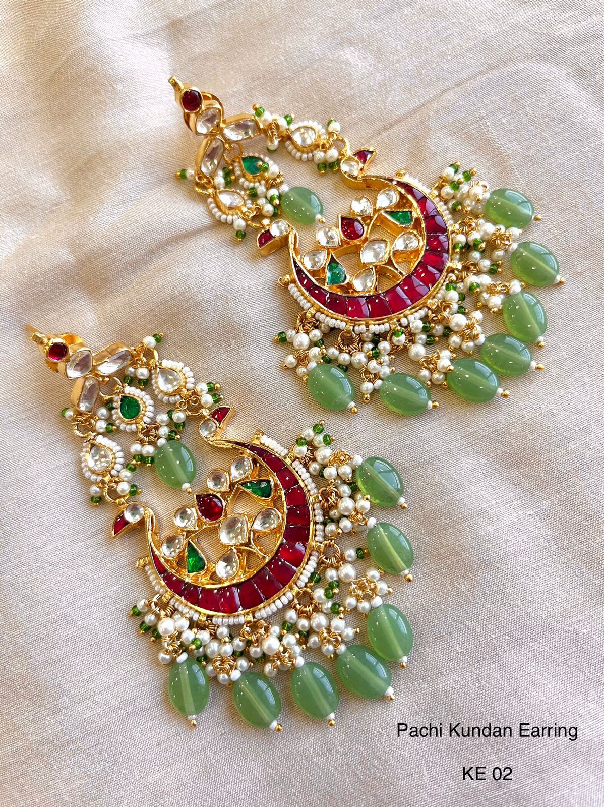 Chand bali -Red Mint Green