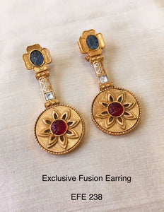 Round Statement Earring -Blue