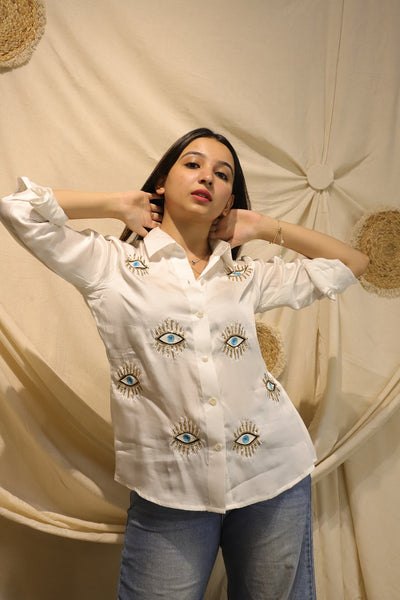 Nazar Na Lage- Modal Silk Hand Embroidered Shirt