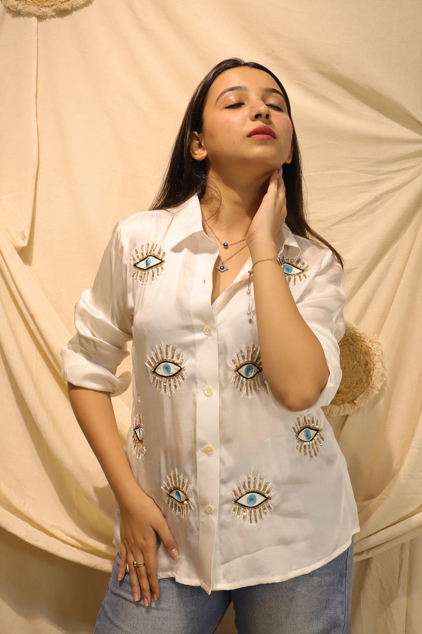 Nazar Na Lage- Modal Silk Hand Embroidered Shirt