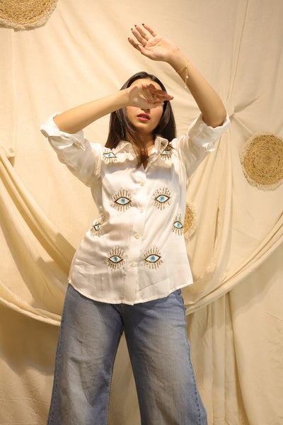 Nazar Na Lage- Modal Silk Hand Embroidered Shirt