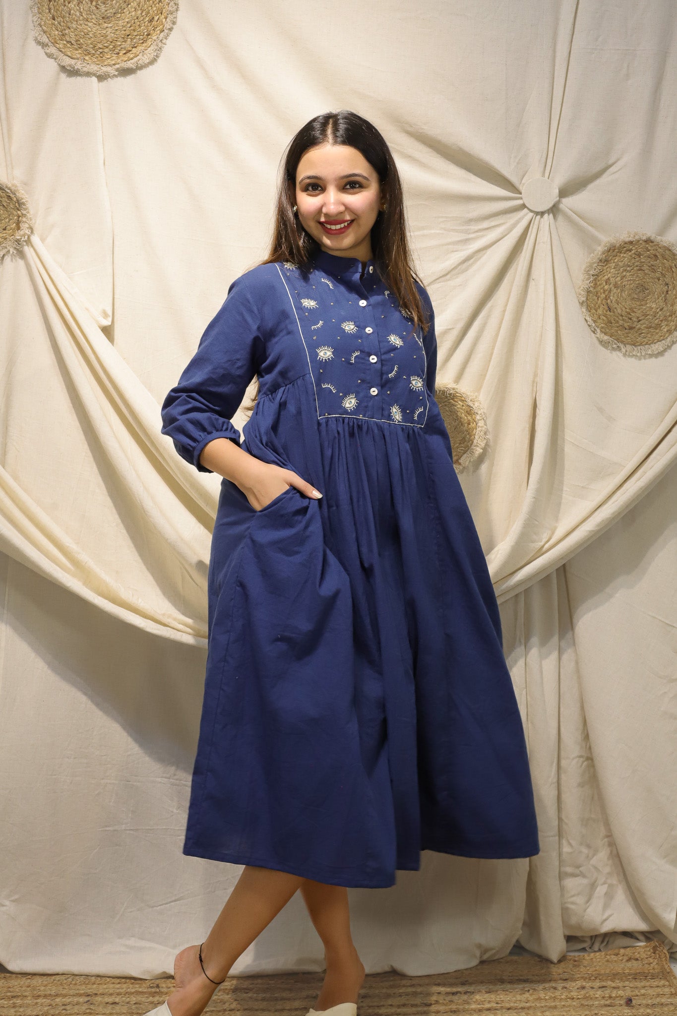 Nazar Na Lage- Hand Embroidered Dress Blue