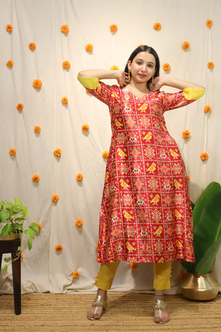 Rang Patola' - Mashroo Silk Kurti Red