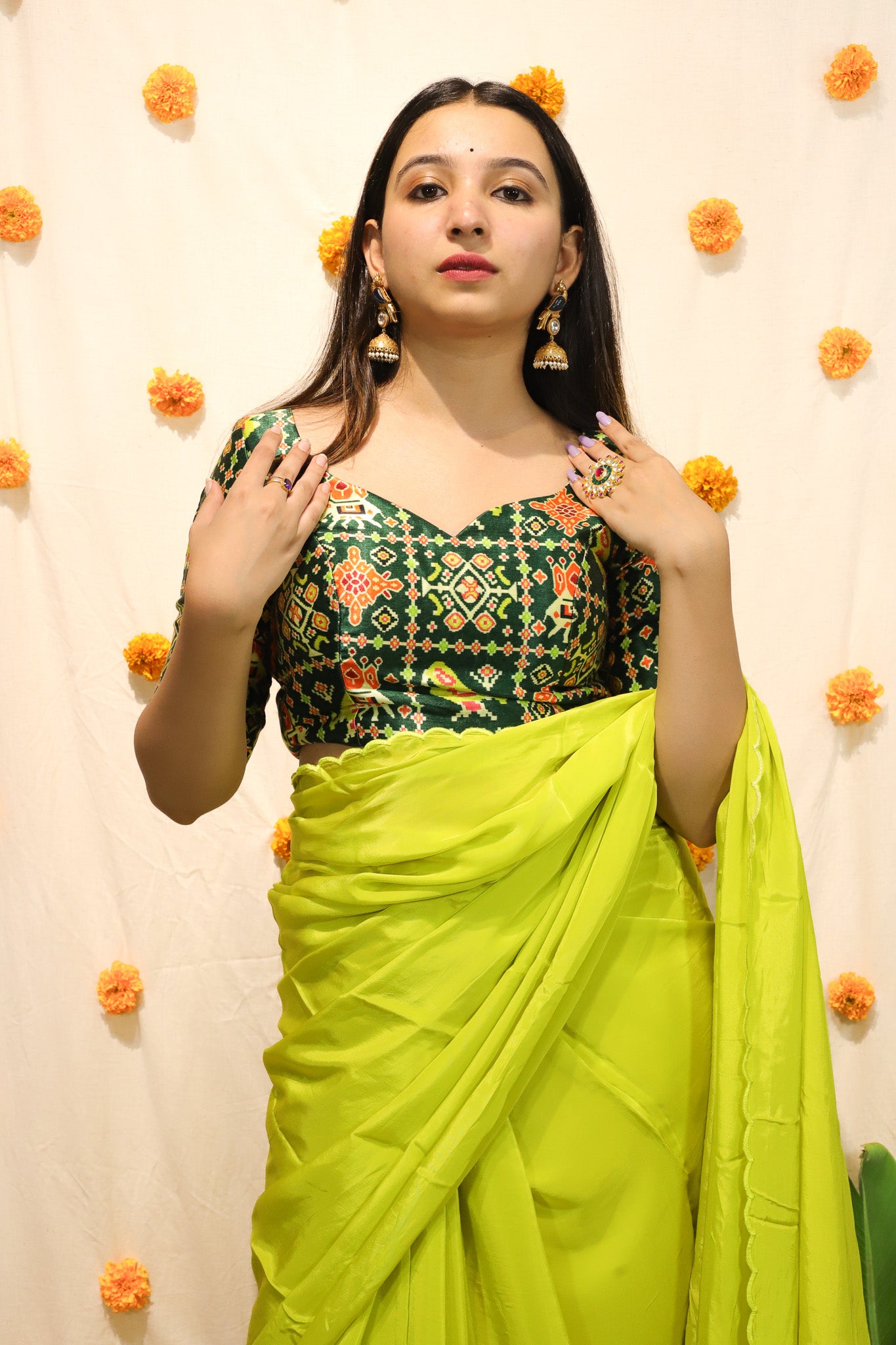 Rang Patola' - Mashroo Silk Blouse Green