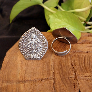 Antique Silver Look Alike Ring - 2