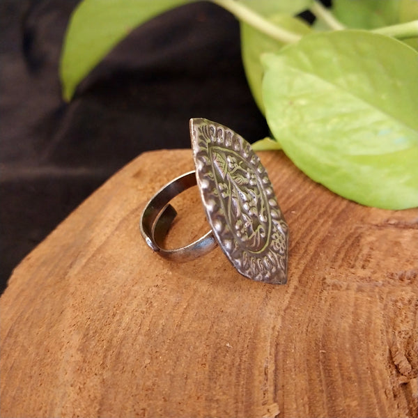 Antique Silver Look Alike Ring - 2