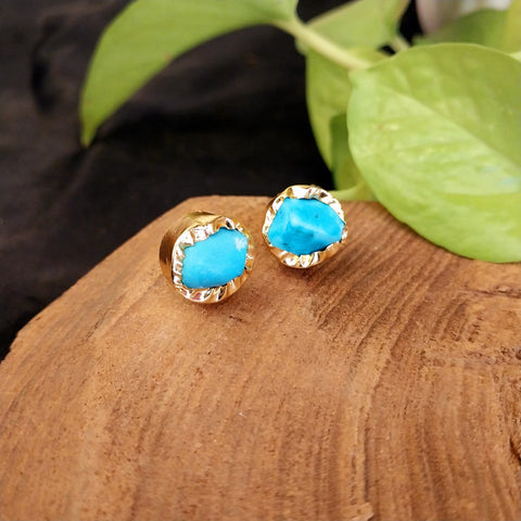 Golden Studs- Aqua Blue