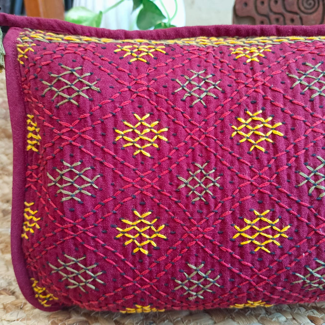 Kasuti Embroidered Bag / Pouch - Maroon