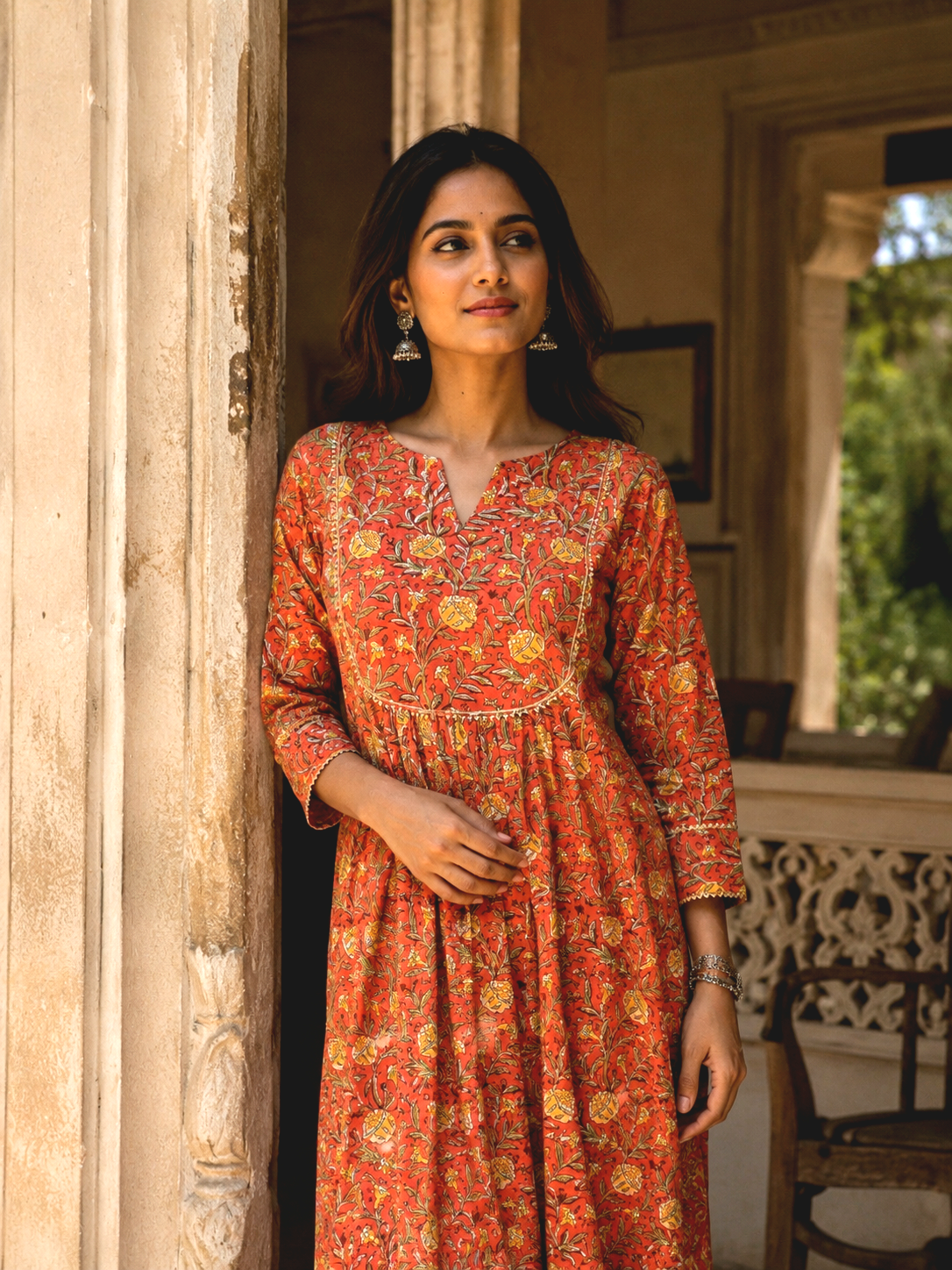 Gulmohar Kurti - Orange