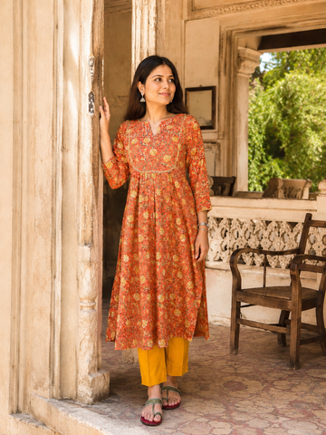 Gulmohar Kurti - Orange