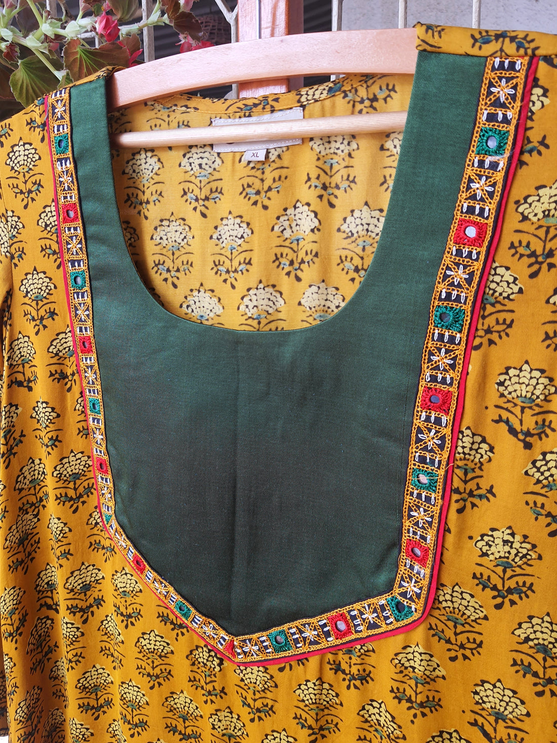 'Bohemian Dream" - Modal Silk Embroidered Patch Work Kurti Yellow