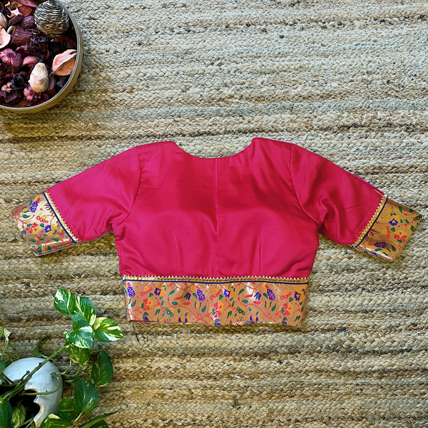 "Rasham Kali" Brocade Patch Work Blouse Pink