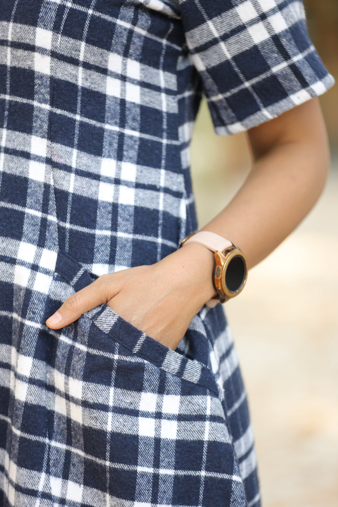 Cozy Plaids - V Neck Dress