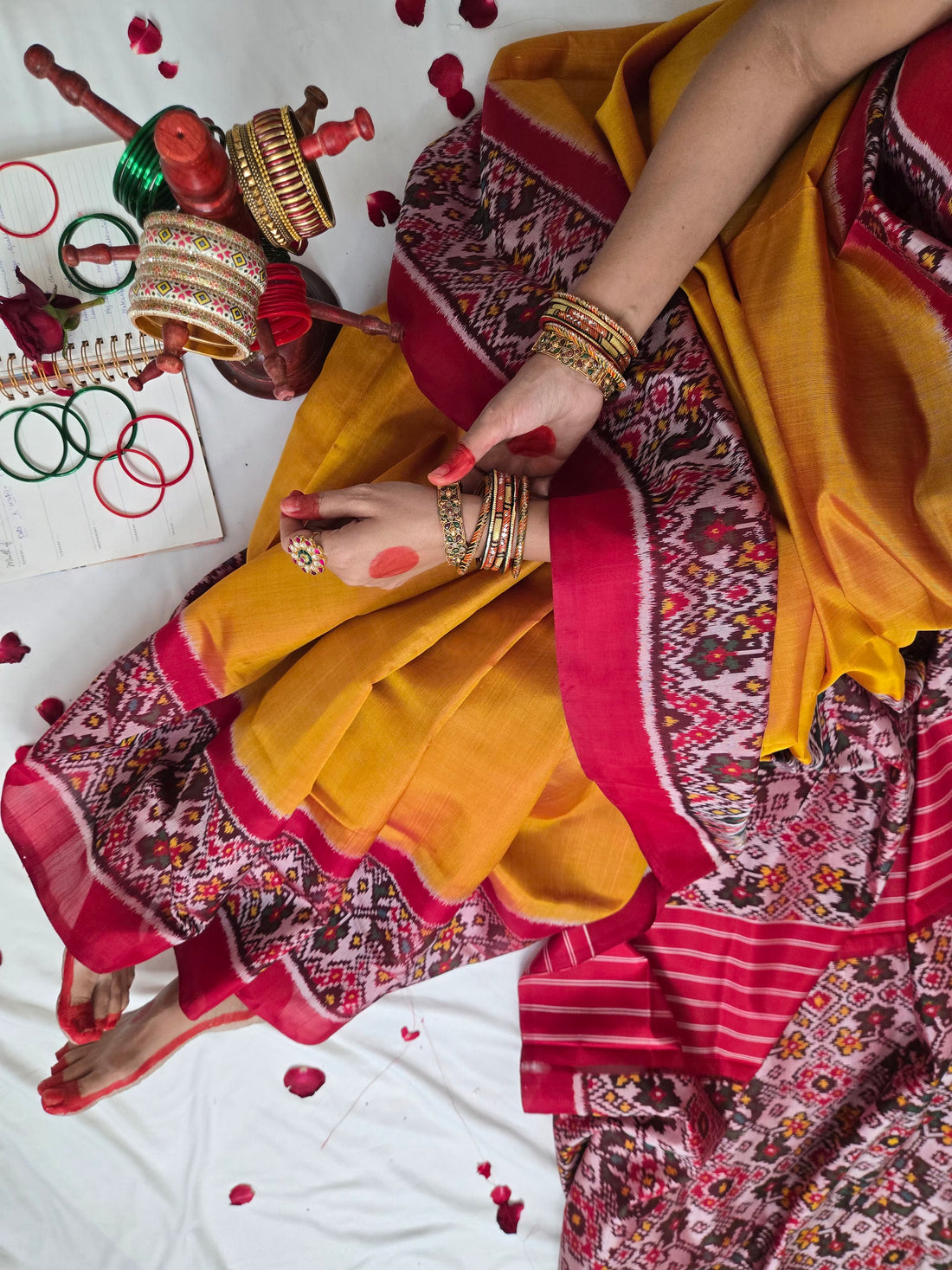 Handloom Rajkot Patola Saree-Yellow