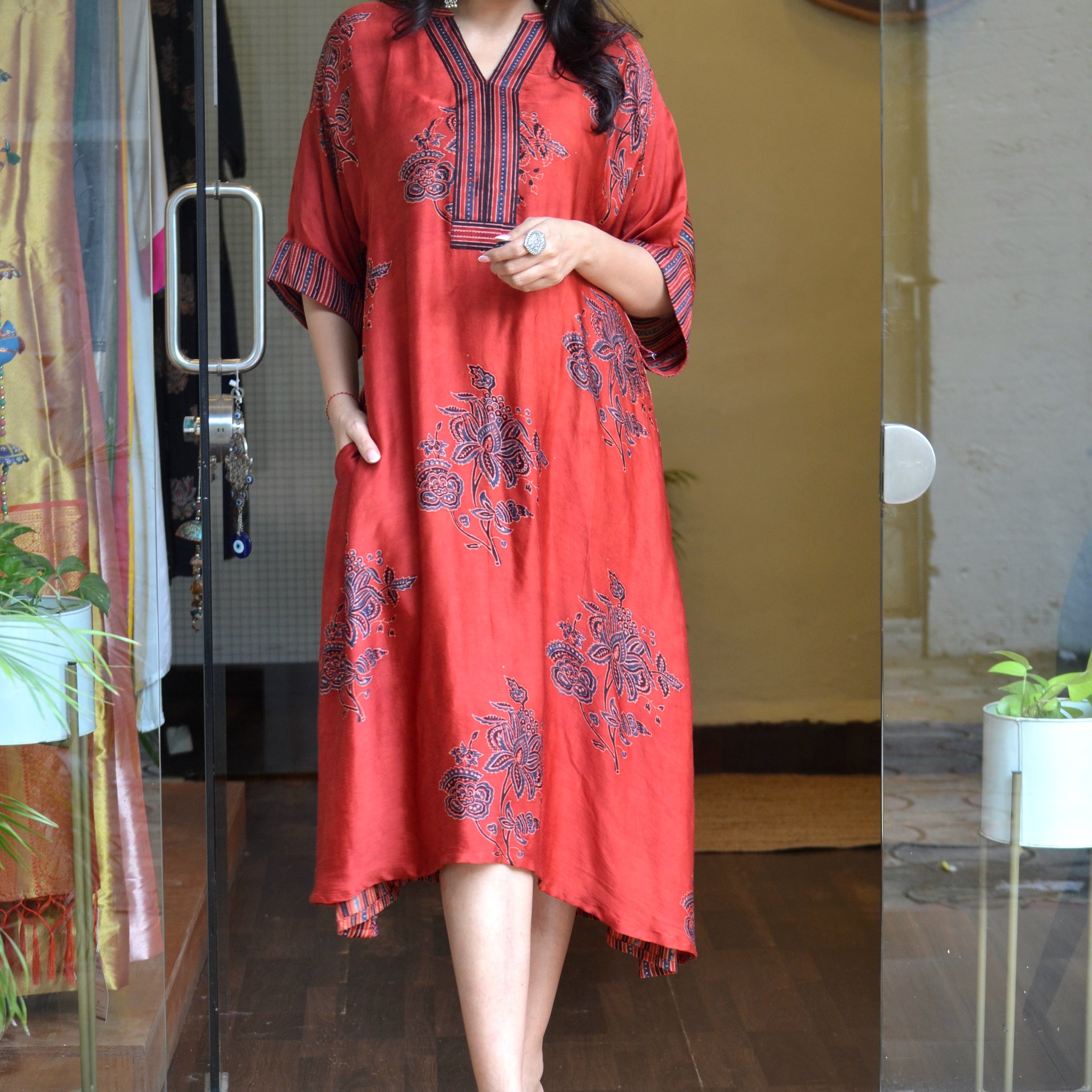 Meher-Modal Silk Dress Rust