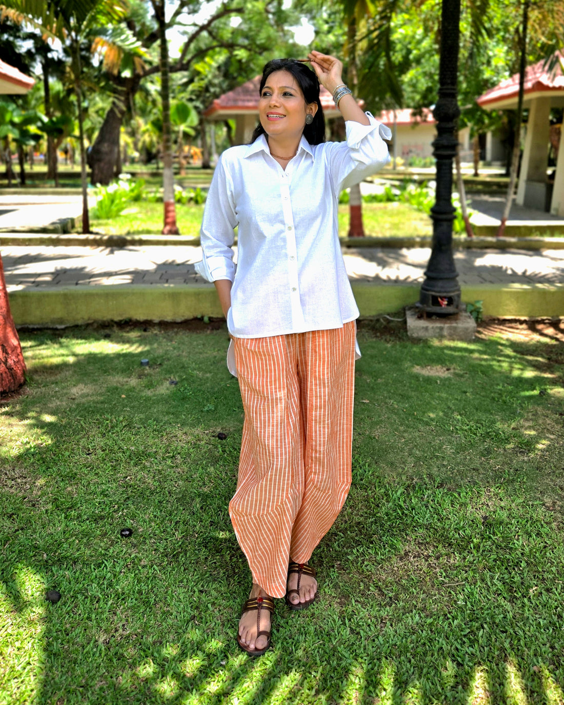 Safar-Handloom Cotton Pant Orange