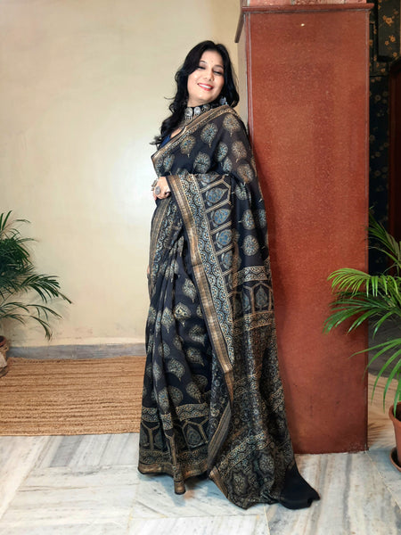 Meher- Ajrakh Maheshwari Silk Saree3