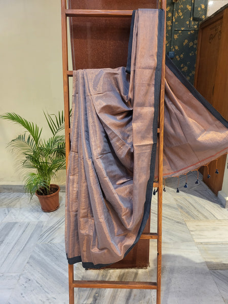 Mul Tissue Saree-Grey Copper