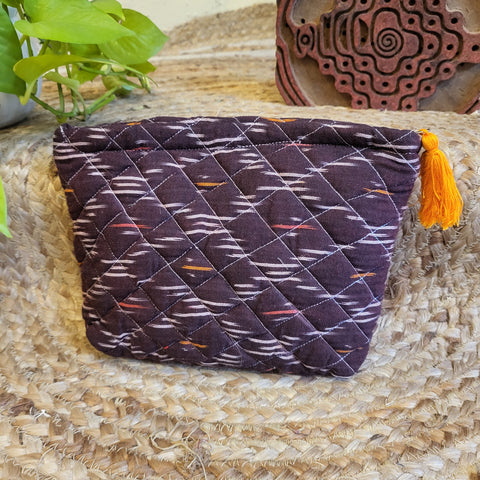 Quilted Makeup Pouch/Utility Pouch Brown