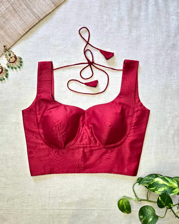 Nazariya- Cotton Silk Red Blouse