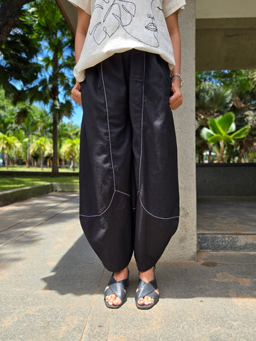 Safar-Cotton Solid Pant Black